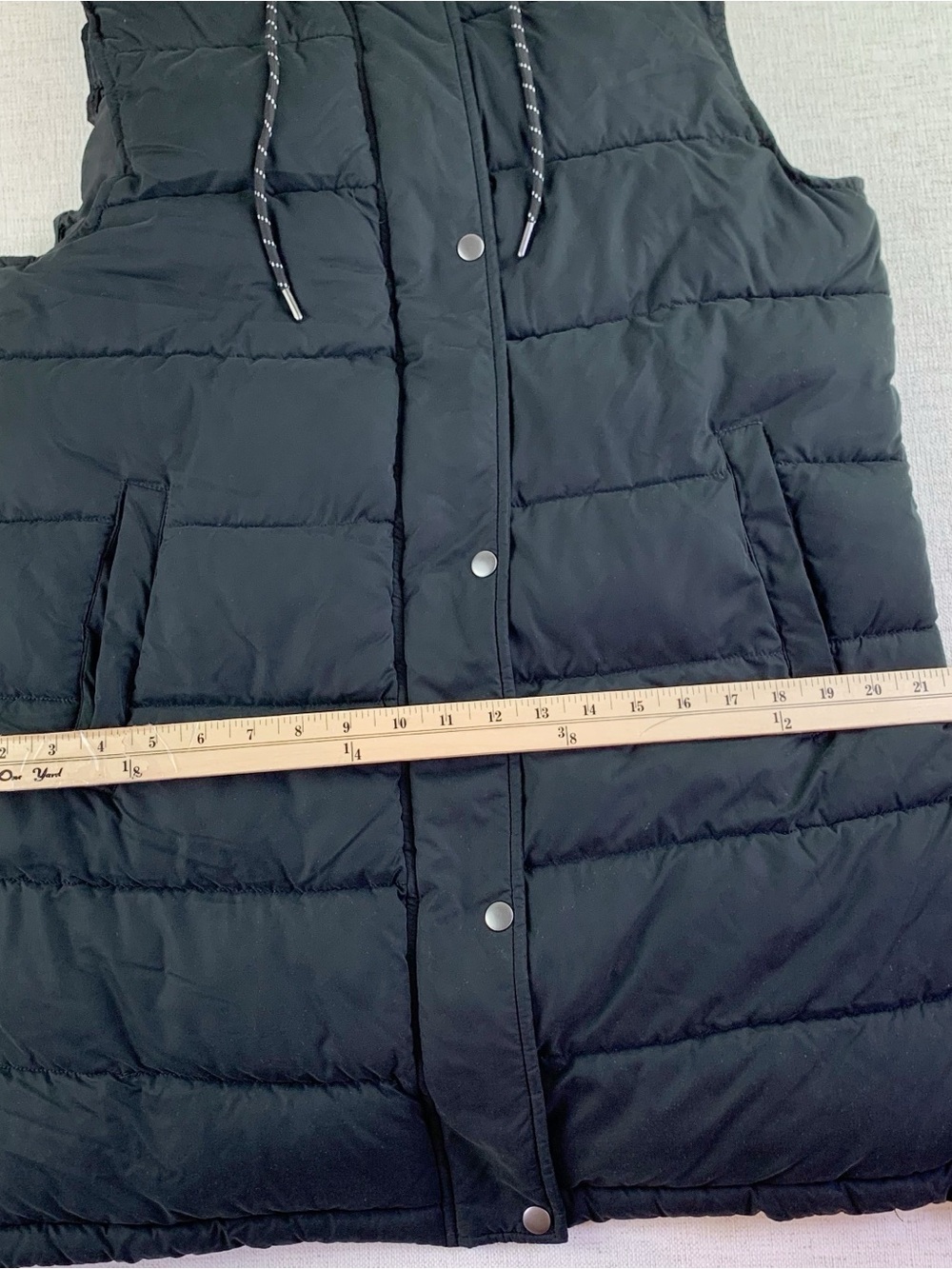 Zella women S long hooded puffer vest in black full zip quilted water resistant - Picture 5 of 16